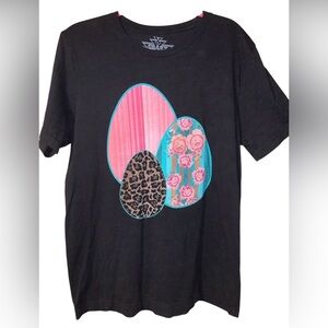 Crazy Train Black Easter Egg Short Sleeve Tee Sz Large; Slightly oversized